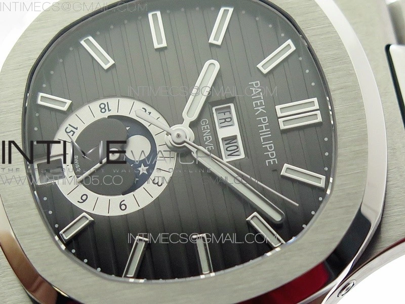 NAUTILUS 5726 SS GRF 1:1 BEST EDITION GRAY DIAL WORKING ANNUAL CALENDARON SS BRACELET A.324 V3